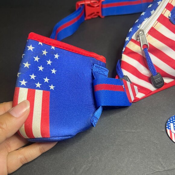 Tipsy Elves USA United States Stars & Stripes Freedom Fanny Pack & Button Pin - Picture 5 of 12